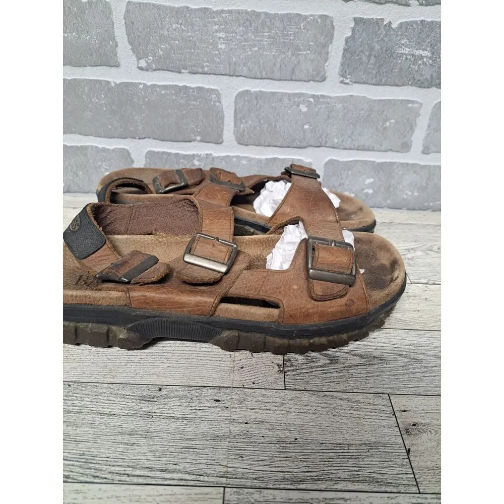 Bass Leather‎ Sandals Size 10M Adustable Metal Buckles Heavy Duty Treads Size8.5